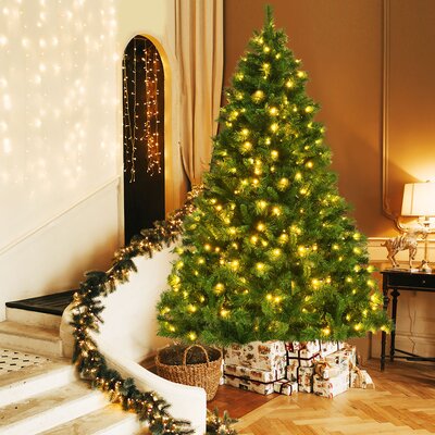 72'' H Regular Green Realistic Artificial PVC Pine Cashmere Christmas Tree 350 LED Lights -  The Holiday AisleÂ®, 0A04BE81CCAF49949895B69959CF87F9