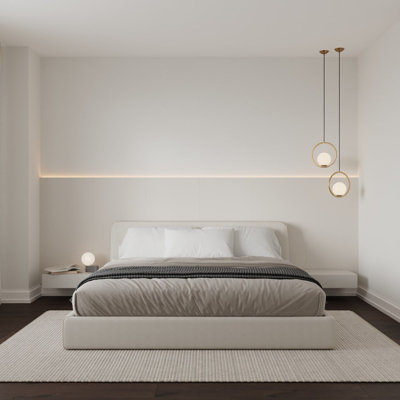 Blue Lagoon Pre-Designed 96" x 120-192" Bedroom Wall Panel Kit with LED Lighting