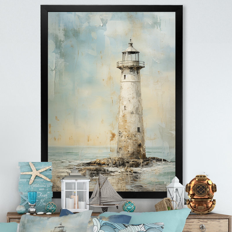Phare gris minimal, H 32 po x l 24 po x P 1 po, Cadre simple noir