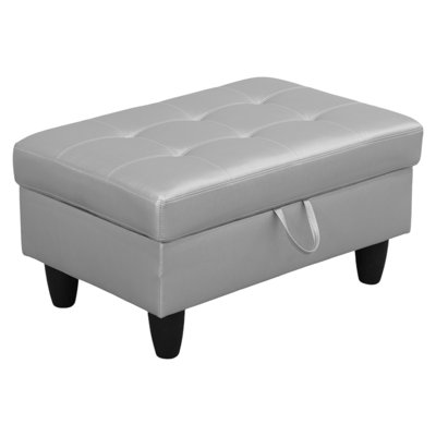 Orella 34" Wide Faux Leather Vegan Leather Rectangle Tufted Hinged Flip-Top Storage Ottoman Bench