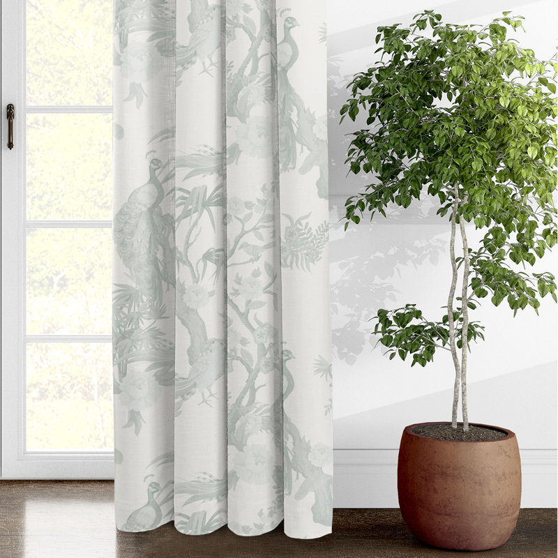 Peacock Lane Toile Cotton Pinch Pleat Drapes Set of 2, 20" W x 108" L