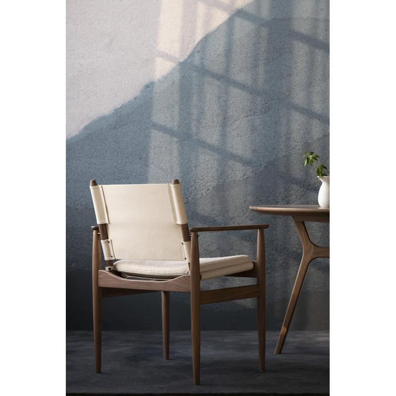 Journey Upholstered Arm Chair, Canvas Charcoal, Black Oak