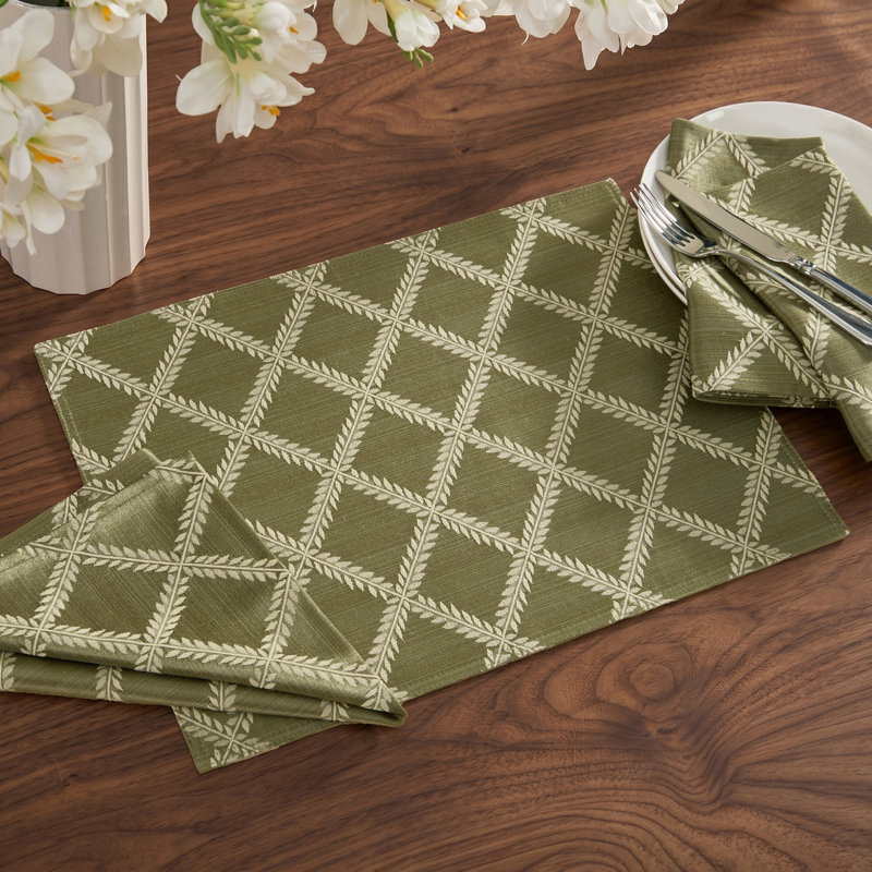 Lenox Laurel Leaf Reversible Placemats,  Loden - 13"W x 18"L      , Loden
