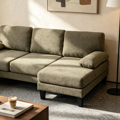 Canapé modulaire kaki en forme de U, tissu double chenille méridienne, housses amovibles lavables