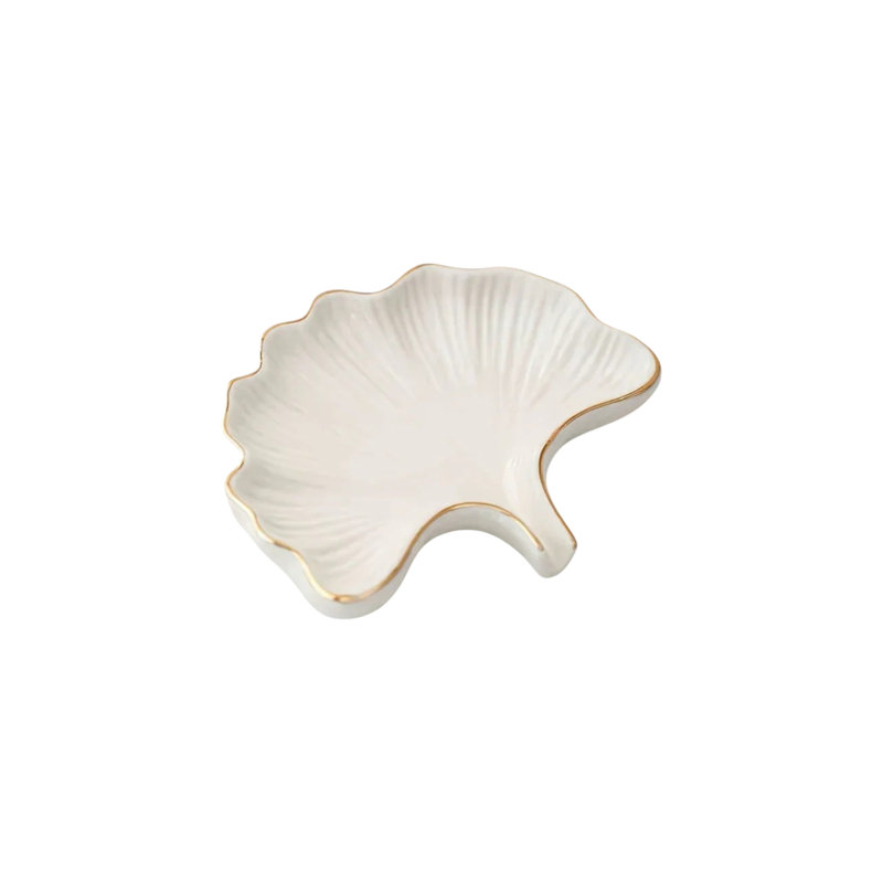 Soap Dish - Ceramic Golden Leaf, Green