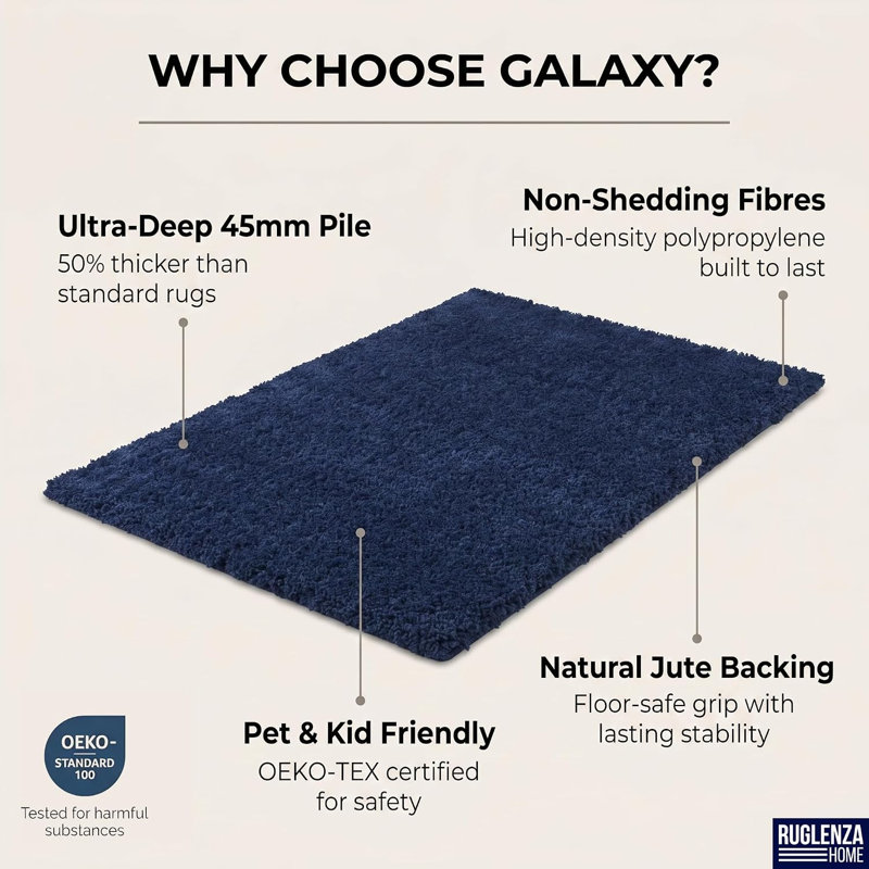 Galaxy Shag, Navy, 80 x 150 cm
