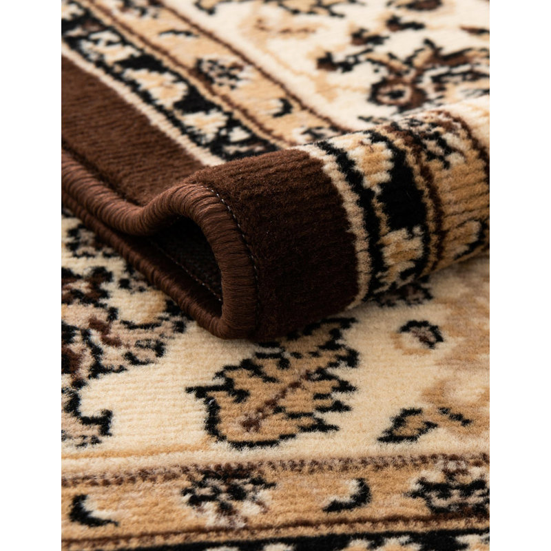 Tapis brun à motif floral Hanan, Brown, Rectangle 5 pi 3 po x 7 pi 1 po