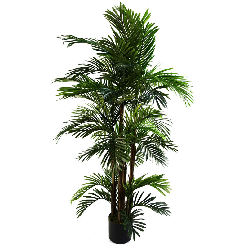 150 cm H Faux Palm and evergreen Plant in Plastic Pot Liner