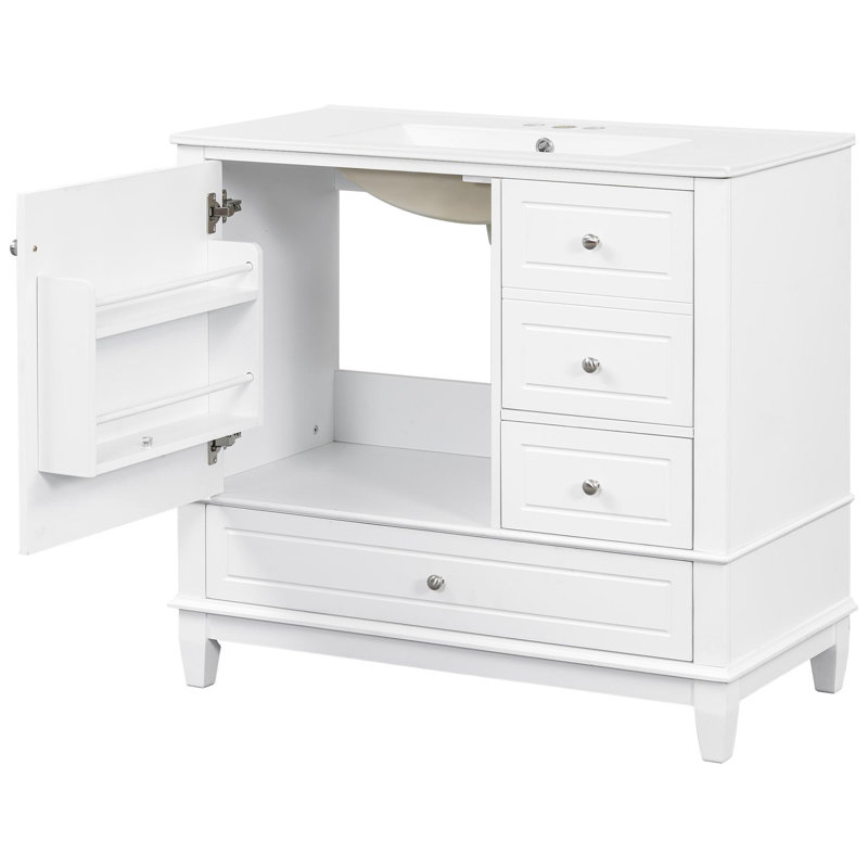 Meuble-lavabo 36 po avec lavabo et rangement polyvalent, White