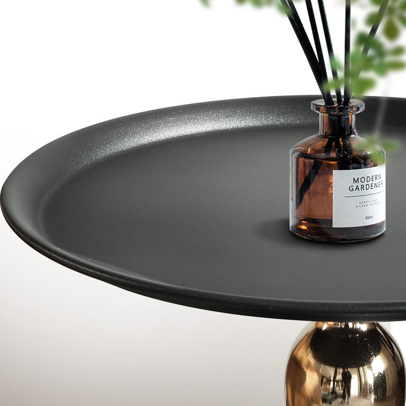Modern Corner Accent Table Metal Round Unique End Tables Side Table, Black/Gold