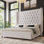 Duluth King Cream Diamond-Tufted Wingback Upholstered Platform Bed