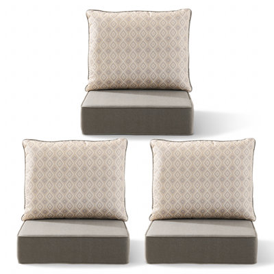Coussin de chaise de patio extérieur réversible de 6 po d'épaisseur 24 po x 24 po x 6 po x 24 po x 6 po, motif à double face et coussin de dossier solide et résistant aux intempéries pour les meubles en rotin