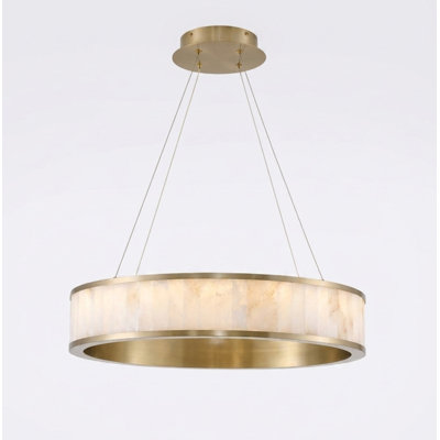 Lustre 1 lumière DEL en laiton avec albâtre naturel