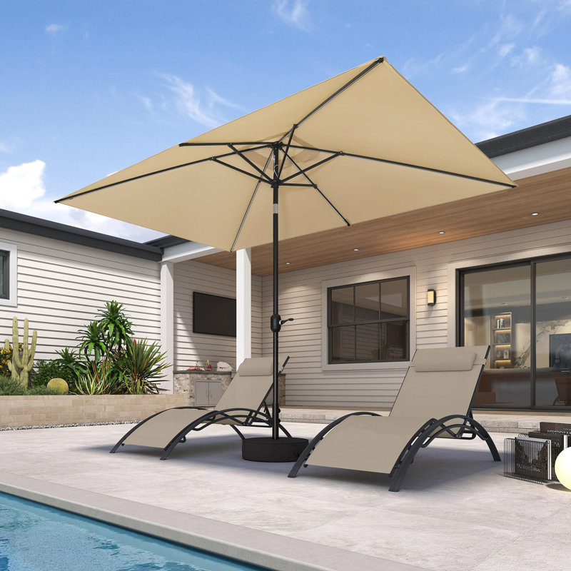 Parasol de patio rectangulaire pour l'extérieur, Beige