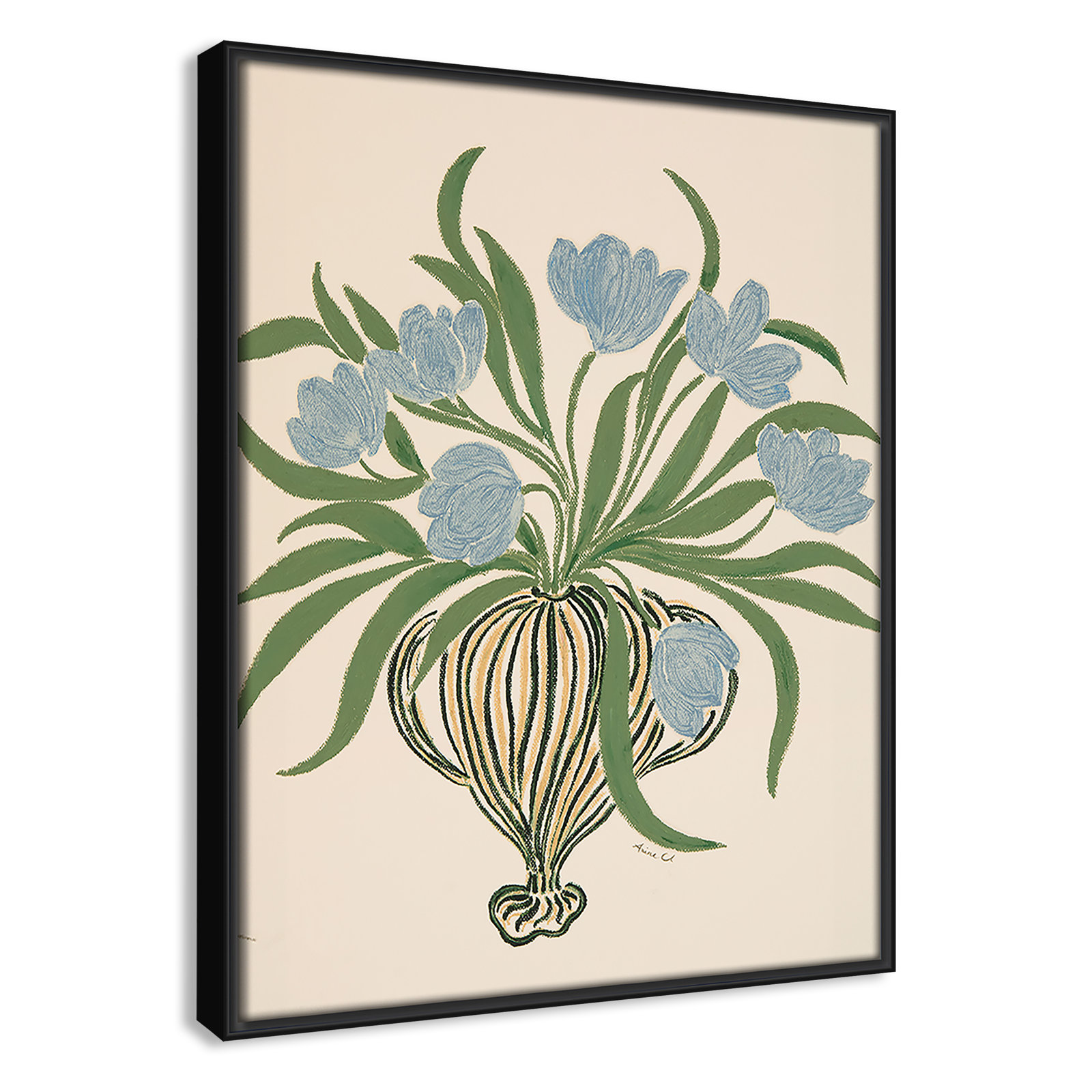 La Poire Blue Tulips Print by Camilla Bergqvist, Black, 15.5" H x 12.5" W