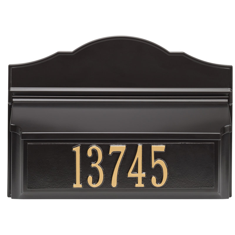 Colonial Wall Mounted Mailbox, Black/Gold, Yes