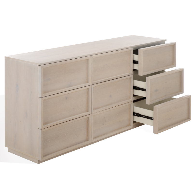 Commode 9 tiroirs Hudson, Gris clair