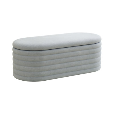 Storage Chenille Ottoman Bench Upholstered Fabric Storage Bench End of Bed Stool with Safety Hinge for Bedroom, Living Room, Entryway, Closet by Red Barrel Studio