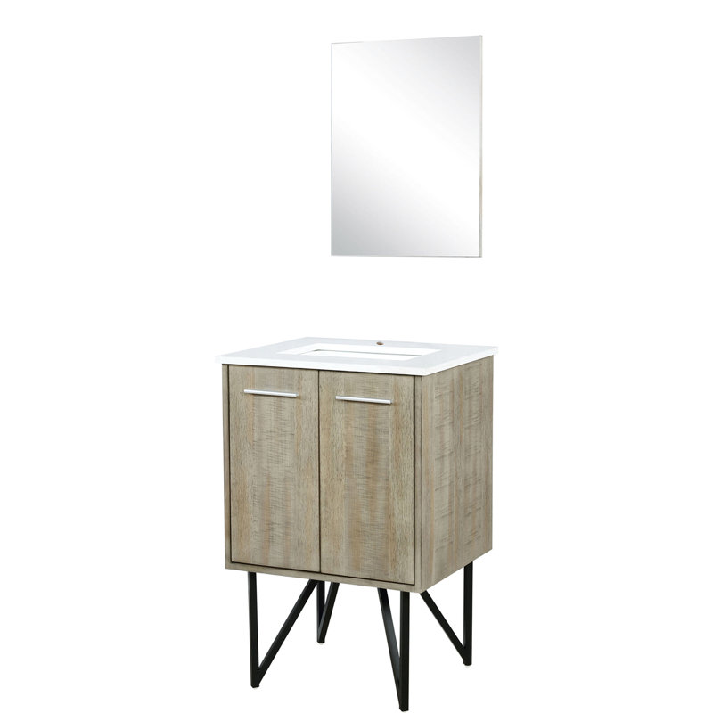 Meuble-lavabo rustique avec comptoir en marbre Miroir - salle de bain spacieuse de style salle de bain