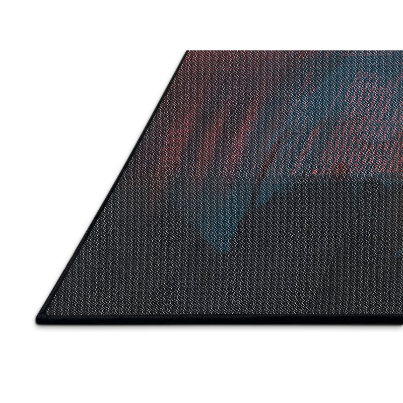 Tapis brun/bleu/rouge tissé à la machine, Rectangle 8 pi x 10 pi