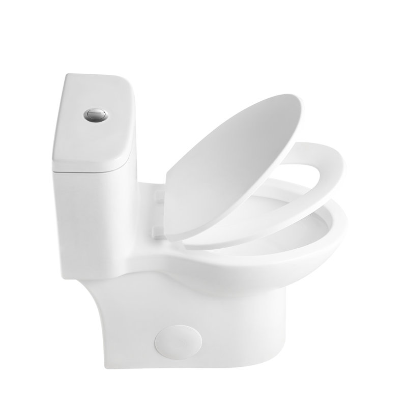 1.1/1.6 Tornado Flush Toilet With 17 - Inch Height Seat, Dual Function, Siphonic S Trap 12, Rimless Bowl, Soft Close And Semi Elongated Bowl One Piece Modern Flush, Comfort Chair Seat At 17, 1000G
