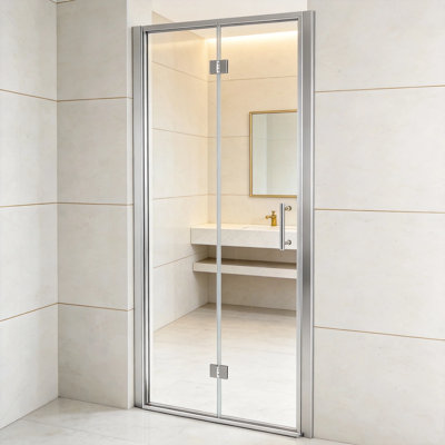 36" W x 72" H Bi-Fold Frameless Shower Door in Polished Chrome with 6mm Tempered Glass