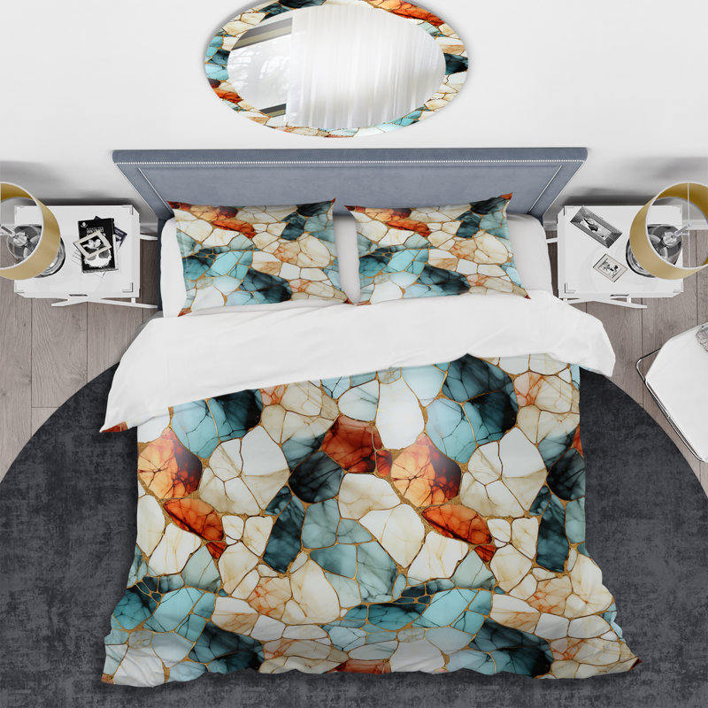 Ensemble de housse de couette multicolore, Housse de couette pour grand lit et 2 taies décor