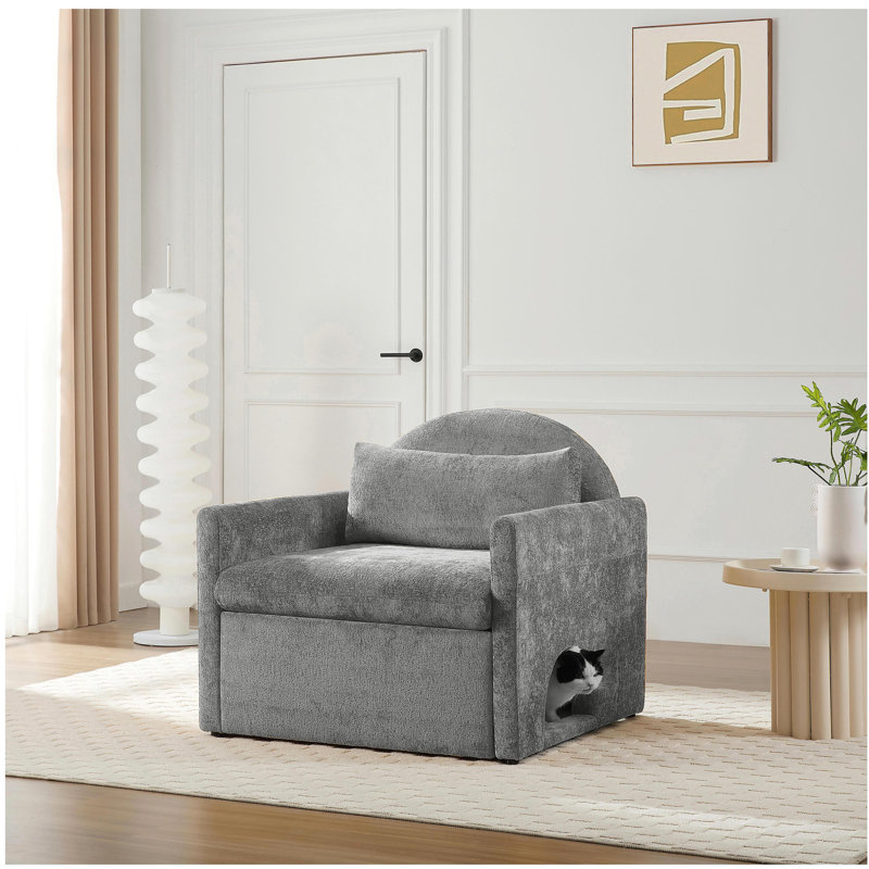 Fauteuil d'appoint simple en chenille de style moderne avec méridienne et canapé-lit pour salon, chambre à coucher