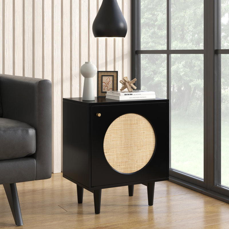 Peltz 19.75'' W Unfinished Solid Wood Nightstand, Black