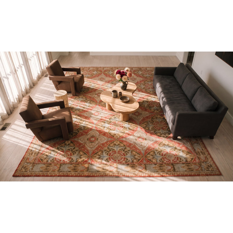 Antique Large Allover Floral Flat Weave Rug