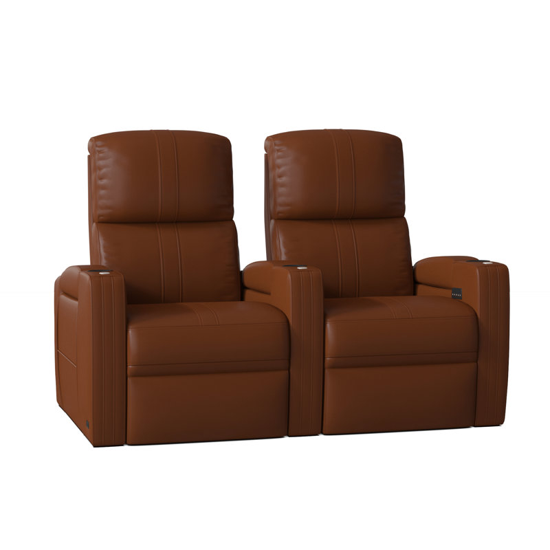 Flash HR Series Upholstered Power Reclining Home Theater Seating with Cup Holder, Luxe Cognac