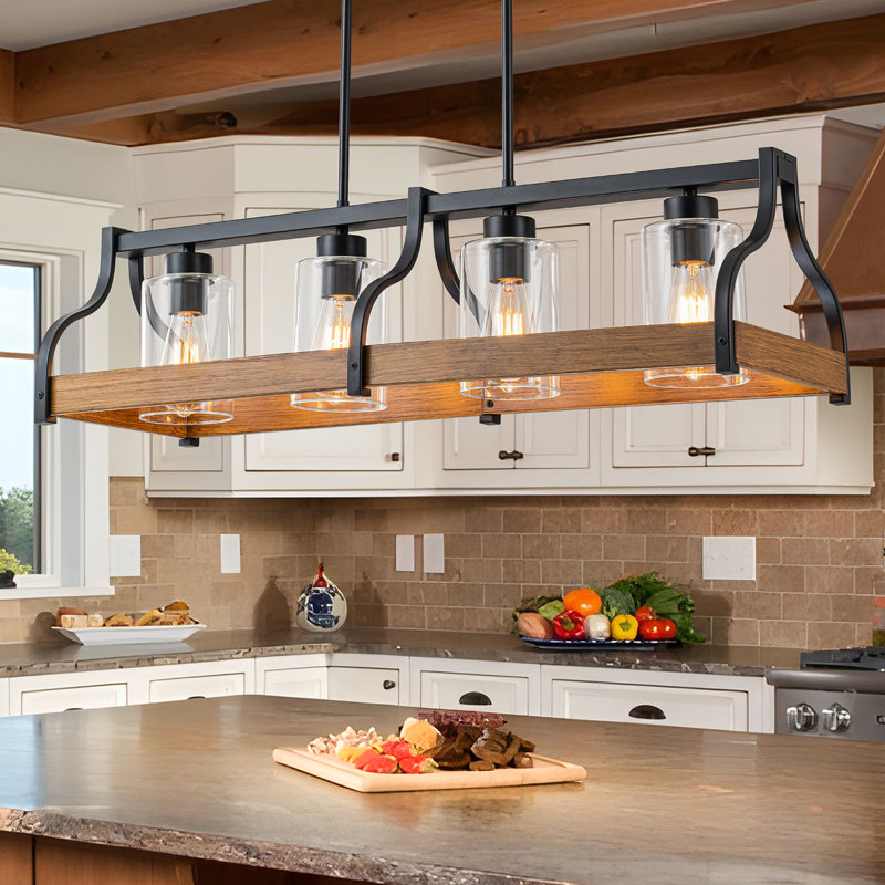 4-light Farmhouse Linear Kitchen Island Light