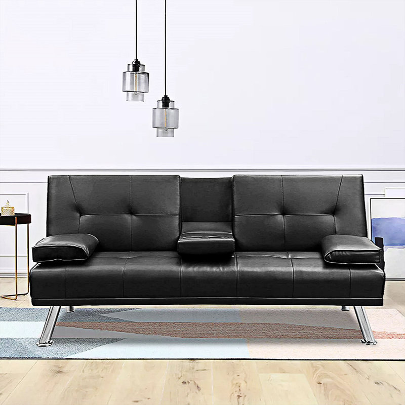 70 " Faux Leather Convertible Sofa