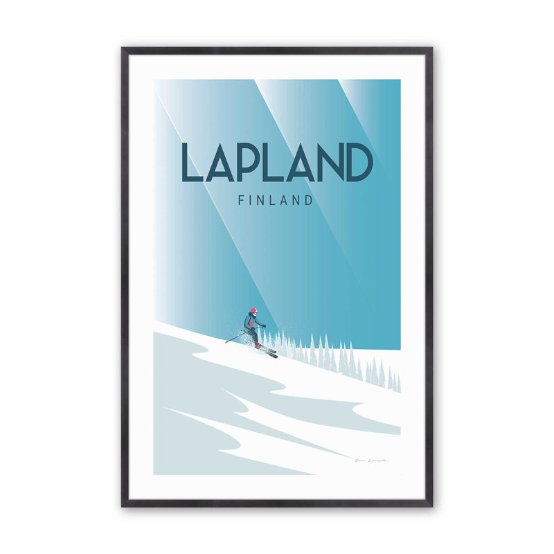 Laponie finlandaise, voyage, affiche dans un cadre, Cadre en zinc patiné, H 15,25 po x l 12,25 po x P 1,25 po
