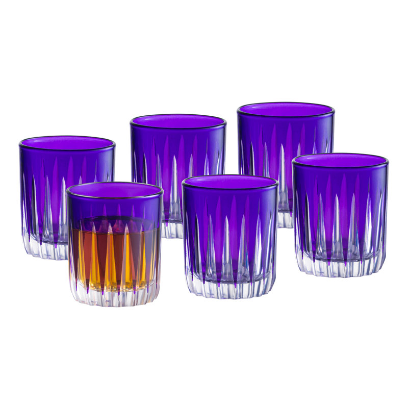 Colored Shot Glass - Blue (Cobalt)  Liquor Glasses - Set of 6 - 2.6 oz., Made in Europe, Purple