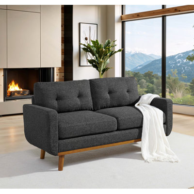 67.7" Wide Upholstered Tufted Loveseat Sofa With Wooden Legs