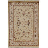 Hand-Knotted High-Quality Beige and Ivory Area Rug