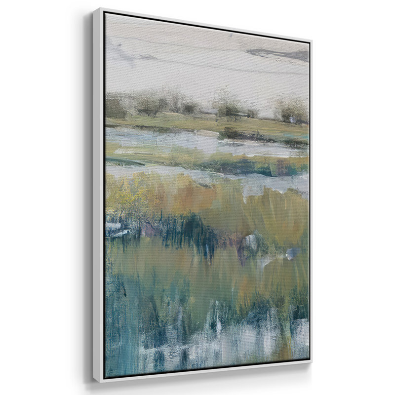 Marshland View VI, ensemble de 3 toiles encadrées, Cadre blanc, H 40 po x l 78 po x P 2 po