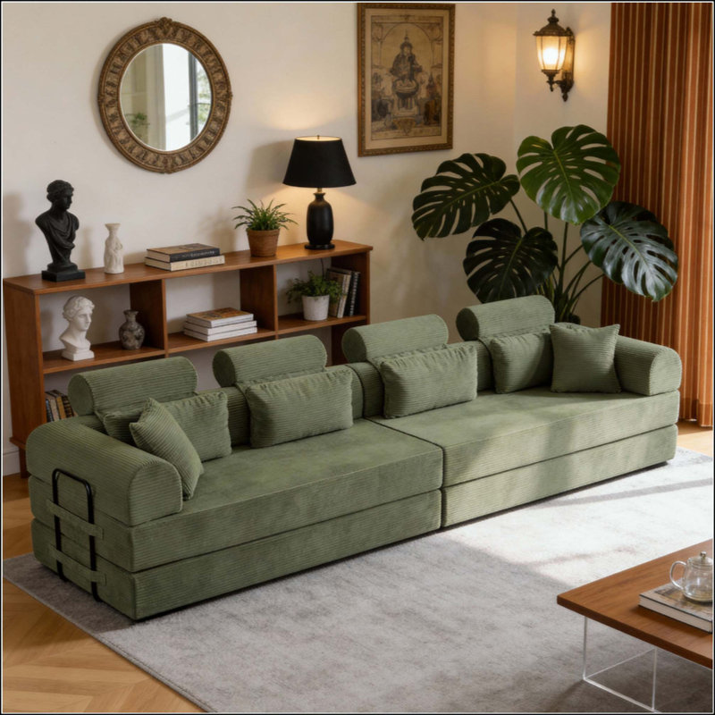 Canapé modulaire en L Boneless, Greyish Green