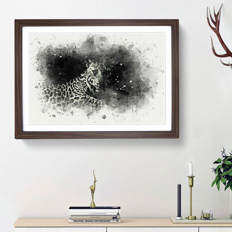 A Leopard in Abstract - Picture Frame Graphic Art Print, 48cm H x 65cm W x 2cm D, Walnut Framed