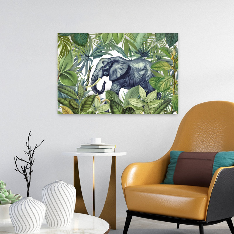 Art contemporain, nature, éléphant, art tropical, H 24 po x l 16 po