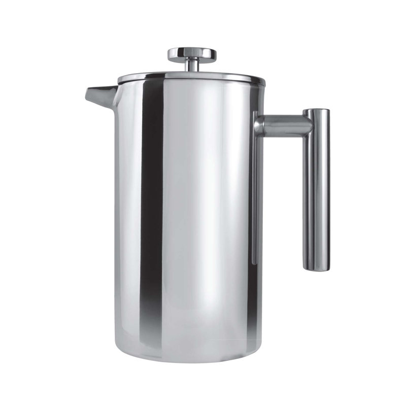Café Olé 12 Cup Double Walled Straight Sided Cafetiere, Sliver, 0.3 L - 3 cups