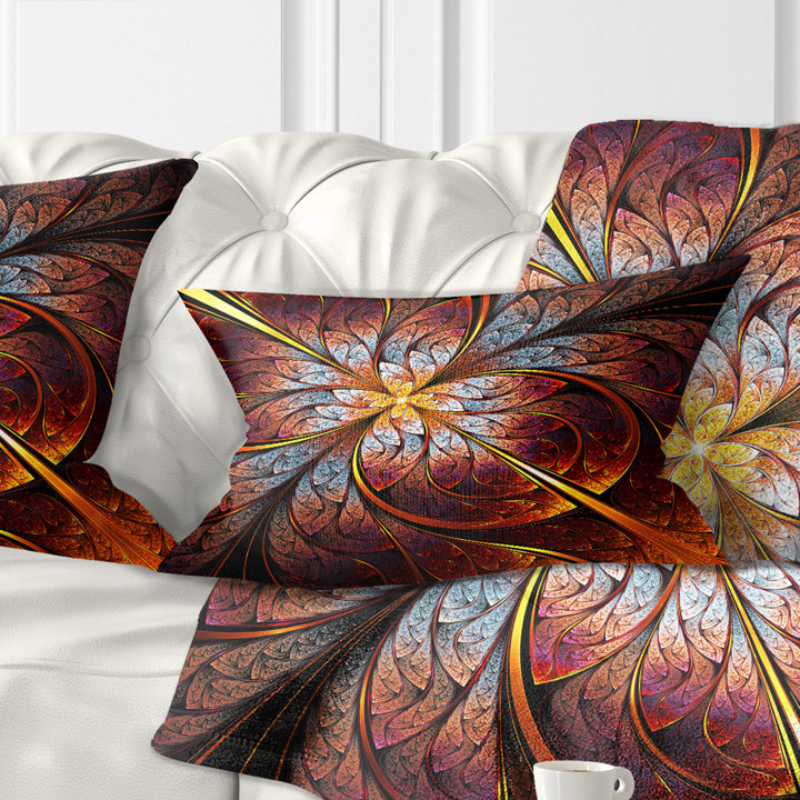 Coussin Fractal Flower - rouge et bleu