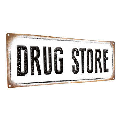 "En métal vieilli, pharmacie" sur métal