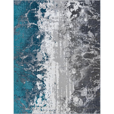 Tapis bleu/gris