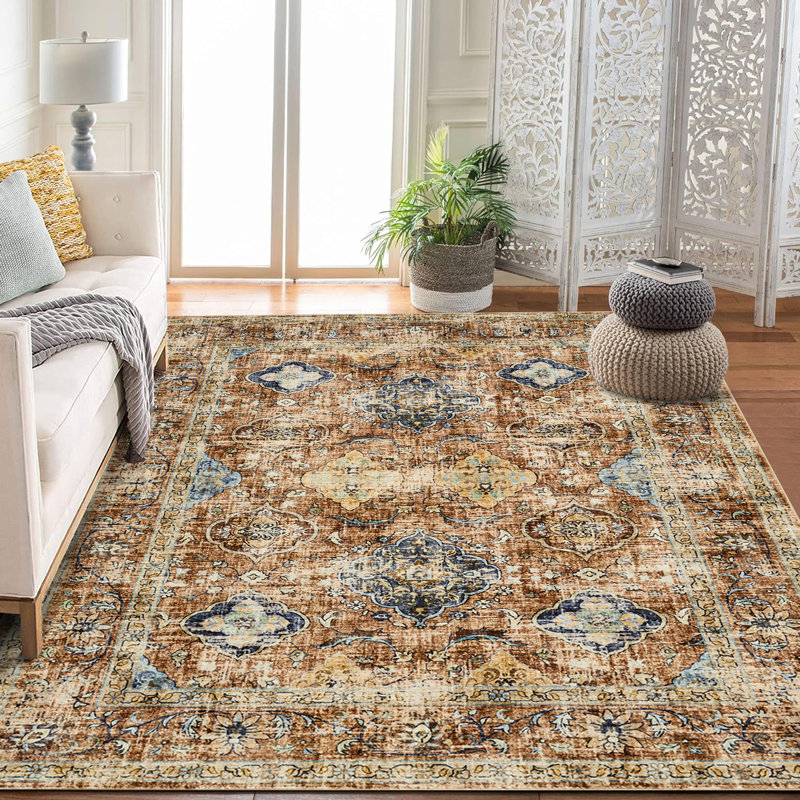 Washable Area Rug for Living Room Area Rugs for Farmhouse Area Rug Non Slip Pattern Rug for Bedroom, Rectangle 5' x 7'