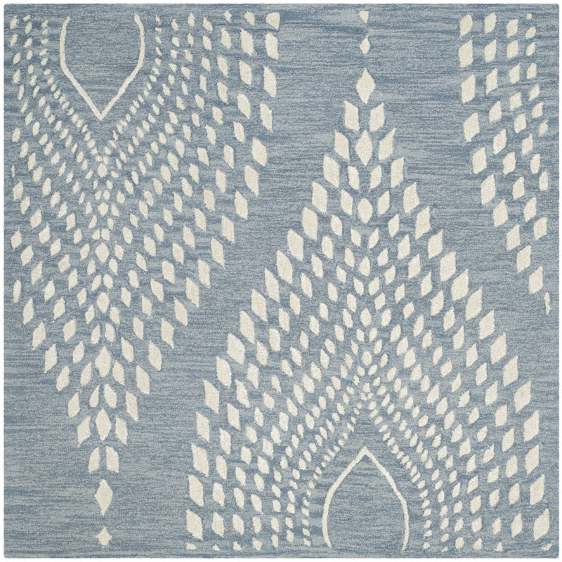 Bowers Hand Tufted Wool Geometric Rug, Square 5'