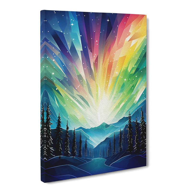 Northern Lights Geometric - Wrapped Canvas, 60cm H x 40cm W x 3cm D
