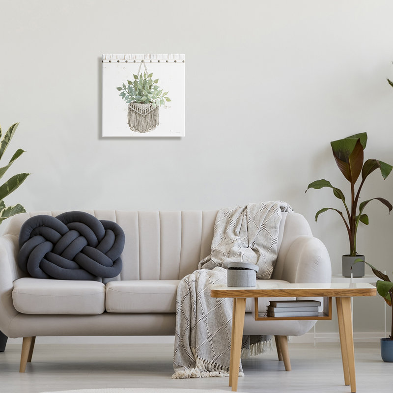 «Macrame tissé tapisserie pot suspendu pot de fleurs tendu par Cindy Jacobs, Toile tendue, H 17 po x l 17 po