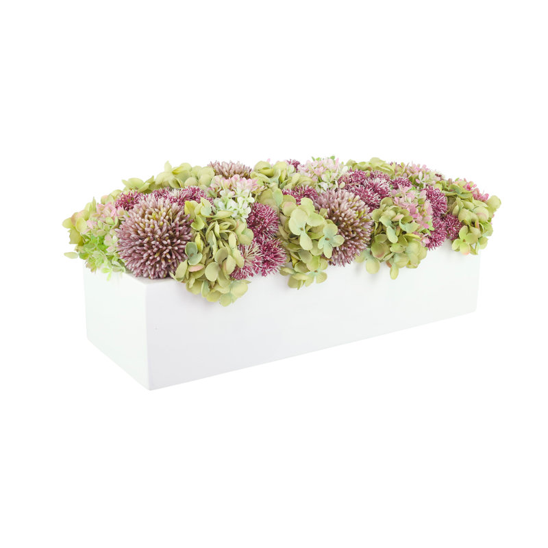Hydrangea and Allium in Rectangular Planter